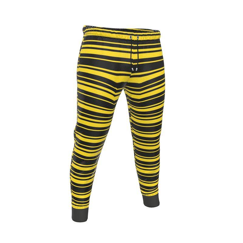 Black joggers with yellow stripe shop
